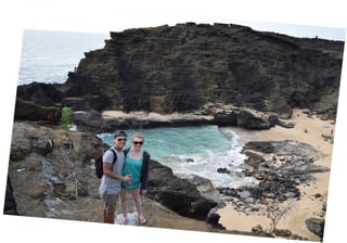 Paige and her partner at Halona Blowhole Lookout in Oahu, Hawaii