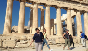 Kaylah on her famil in Greece